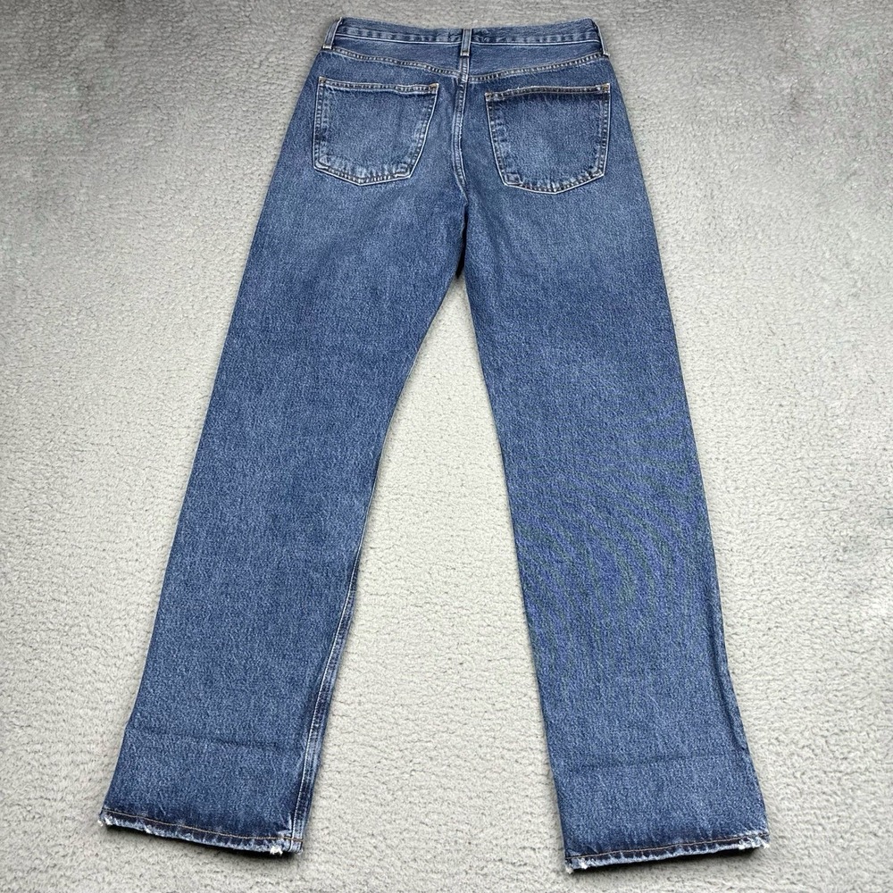 AGOLDE Fran Jeans Women's 25 Blue Straight Leg High Rise Distressed Button Fly - Picture 10 of 16